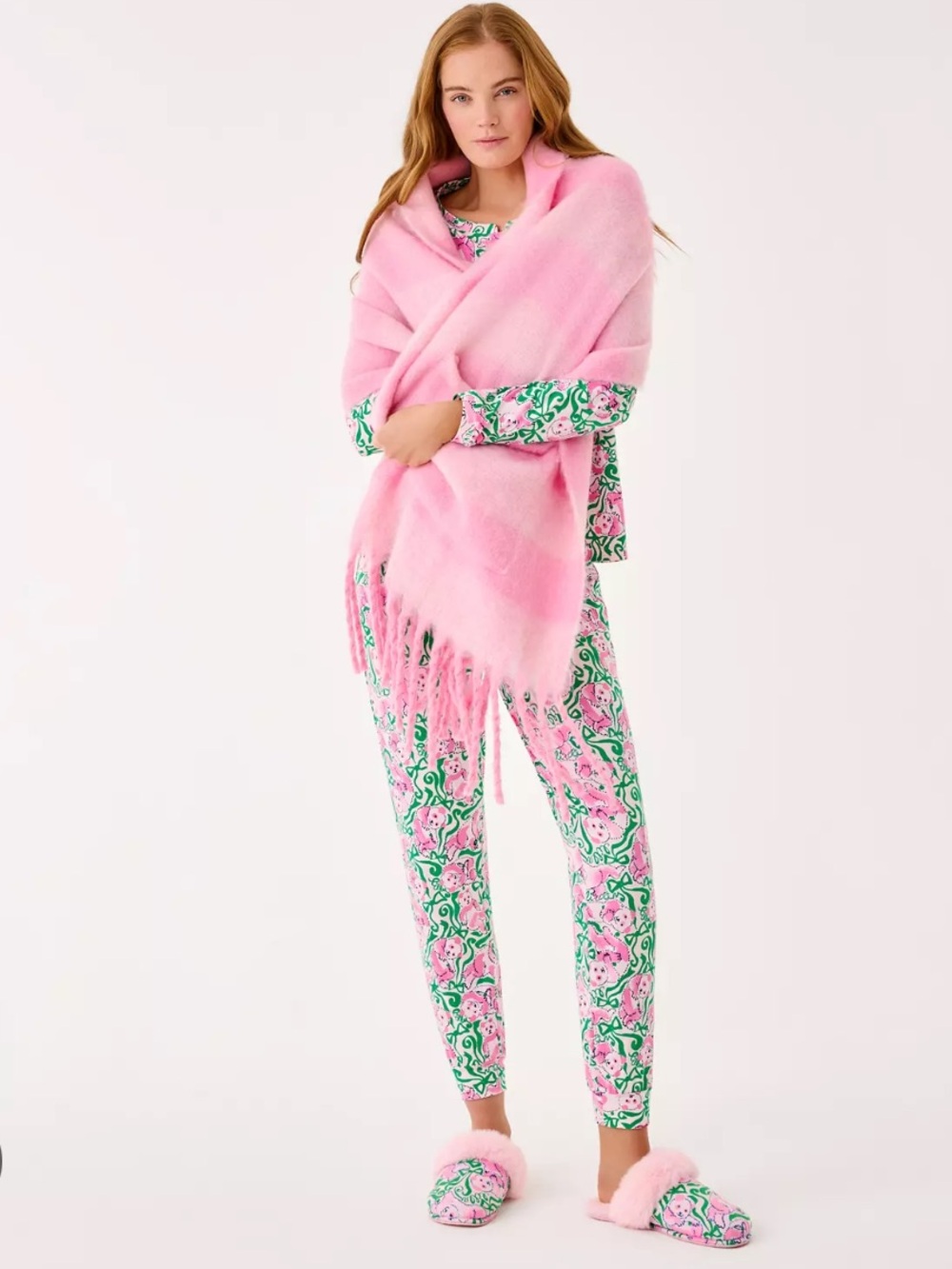 NWT Lilly Pulitzer Camelia Fringe Wrap, Pink Quartz x Conch Shell